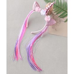 Pine Kids Hair Extensions Unicorn Themed Hair Band Free Size - Pink Purple