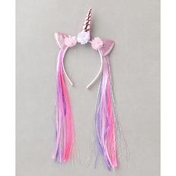 Pine Kids Hair Extensions Unicorn Themed Hair Band Free Size - Pink Purple