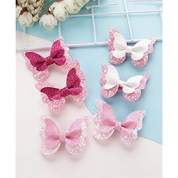 Pine Kids Bow & Butterfly Clips Set of 6 - Multicolor
