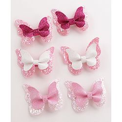 Pine Kids Bow & Butterfly Clips Set of 6 - Multicolor