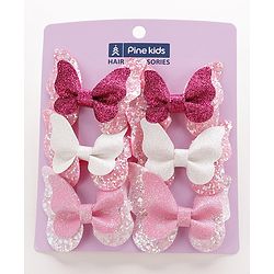 Pine Kids Bow & Butterfly Clips Set of 6 - Multicolor