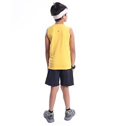 Pine Active Skin Friendly & Breathable Knit Sleeveless Text Printed T Shirt - Yellow