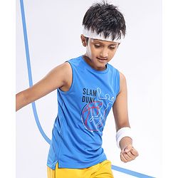Pine Active Knit Sleeveless Text Printed T Shirt - Multicolour
