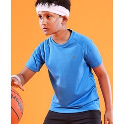 Pine Active Skin Friendly & Breathable Sportswear Half Sleeves T-shirt Solid - Blue