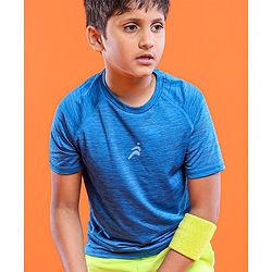 Pine Active Skin Friendly Knitted Half Sleeves Sportswear T-Shirt Lines Print - Blue