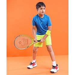 Pine Active Skin Friendly Knitted Half Sleeves Sportswear T-Shirt Lines Print - Blue