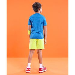 Pine Active Skin Friendly Knitted Half Sleeves Sportswear T-Shirt Lines Print - Blue