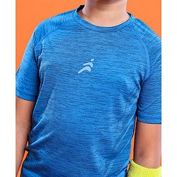 Pine Active Skin Friendly Knitted Half Sleeves Sportswear T-Shirt Lines Print - Blue