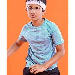 Pine Active Skin Friendly Knitted Half Sleeves Sportswear T-Shirt Lines Print - Blue