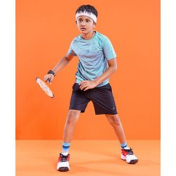 Pine Active Skin Friendly Knitted Half Sleeves Sportswear T-Shirt Lines Print - Blue