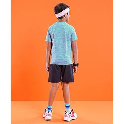Pine Active Skin Friendly Knitted Half Sleeves Sportswear T-Shirt Lines Print - Blue