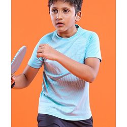 Pine Active Skin Friendly Knitted Half Sleeves Sportswear T-Shirt Lines Print - Blue