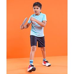 Pine Active Skin Friendly Knitted Half Sleeves Sportswear T-Shirt Lines Print - Blue