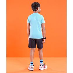 Pine Active Skin Friendly Knitted Half Sleeves Sportswear T-Shirt Lines Print - Blue