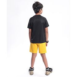 Pine Active Skin Friendly & Breathable Sportswear Half Sleeves Solid T-shirt - Black