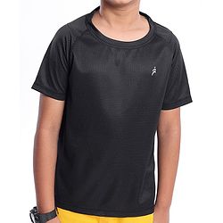 Pine Active Skin Friendly & Breathable Sportswear Half Sleeves Solid T-shirt - Black