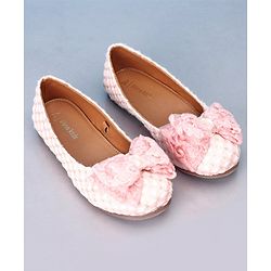 Pine Kids Belly Shoes Bow Applique - Pink