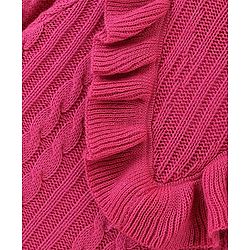 Pine Kids Full Sleeves Moderate Winter Sweater With Frill - Pink
