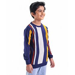 Pine Kids Full Sleeves Knit Vertical Stripe Pullover - Multicolor