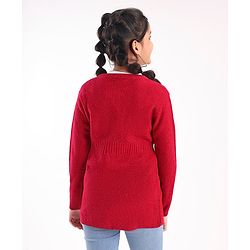 Pine Kids Full Sleeves Medium Winter Sweater with Lurex Solid- Red