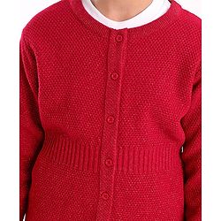 Pine Kids Full Sleeves Medium Winter Sweater with Lurex Solid- Red