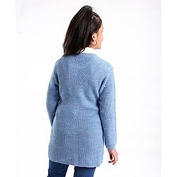 Pine Kids Full Sleeves Moderate Winterwear Sweater With Pearls - Blue