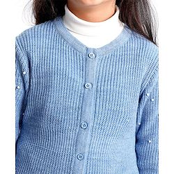 Pine Kids Full Sleeves Moderate Winterwear Sweater With Pearls - Blue