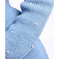 Pine Kids Full Sleeves Moderate Winterwear Sweater With Pearls - Blue