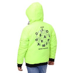 Pine Kids Full Sleeves Moderate Winter Solid Puffed Hooded Jacket - Green