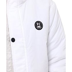 Pine Kids Full Sleeves Moderate Winter Solid Puffed Hooded Jacket - White