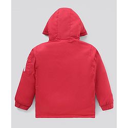 Pine Kids Nylon Full Sleeves Padded and Hooded Moderate Winter Jacket - Red