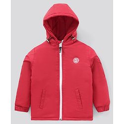 Pine Kids Nylon Full Sleeves Padded and Hooded Moderate Winter Jacket - Red