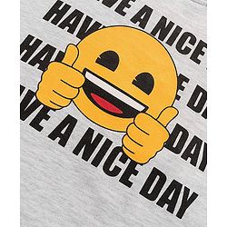 Pine Kids Half Sleeves Biowashed T-Shirt Emoji Print - Grey