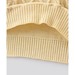 Pine Kids Full Sleeves Cable Structure Sweater With Collar Medium Winter Solid- Beige