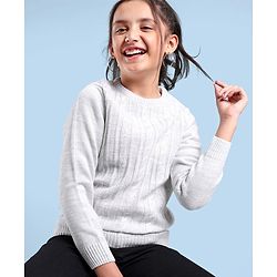 Pine Kids Cable Structure Medium Winter Pullover - Grey