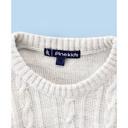 Pine Kids Cable Structure Medium Winter Pullover - Grey