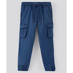Pine Kids Full Length Stretchable Jogger With Cargo Pockets & Draw Cord - Blue