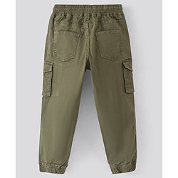 Pine Kids Cotton Woven Full Length Joggers with Cargo Pockets Solid - Olive