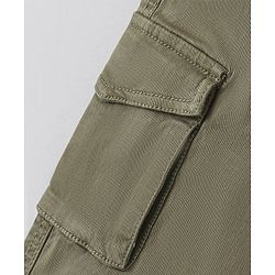 Pine Kids Cotton Woven Full Length Joggers with Cargo Pockets Solid - Olive