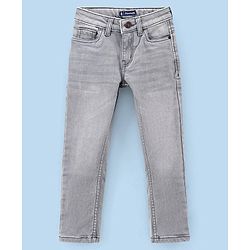 Pine Kids Full Length Solid Color Stretchable Denim Jeans - Grey