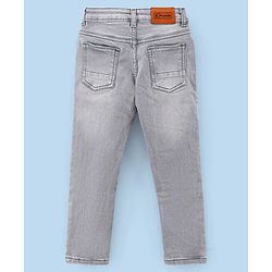 Pine Kids Full Length Solid Color Stretchable Denim Jeans - Grey