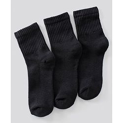 Pine Kids Ankle Length Anti Microbial Washed Terry School Socks Solid Pack of 3- Black