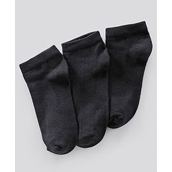 Pine Kids Ankle Length Anti Microbial Washed School Socks Solid Pack of 3- Black