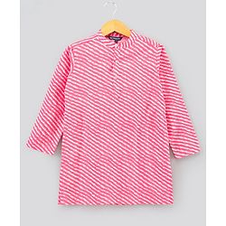 Pine Kids Full Sleeves Kurta Pajama Set Printed - Pink