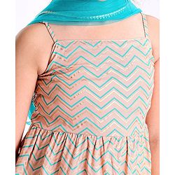 Pine Kids Sleeveless Choli Lehenga Set With Dupatta - Peach