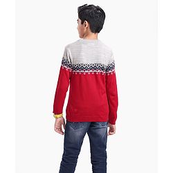 Pine Kids Full Sleeves Fine Knit Argyle Pattern Sweater- Multicolor