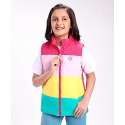 Pine Kids Color Block Puffed Sleeveless Padded Jacket - Multicolour