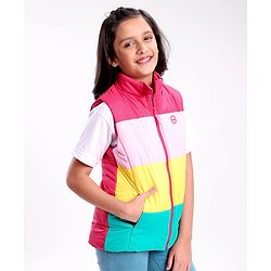 Pine Kids Color Block Puffed Sleeveless Padded Jacket - Multicolour