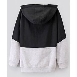 Pine Kids Cotton Knit Full Sleeves Numeric Printed Hooded Sweatshirt - Black