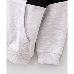 Pine Kids Cotton Knit Full Sleeves Numeric Printed Hooded Sweatshirt - Black